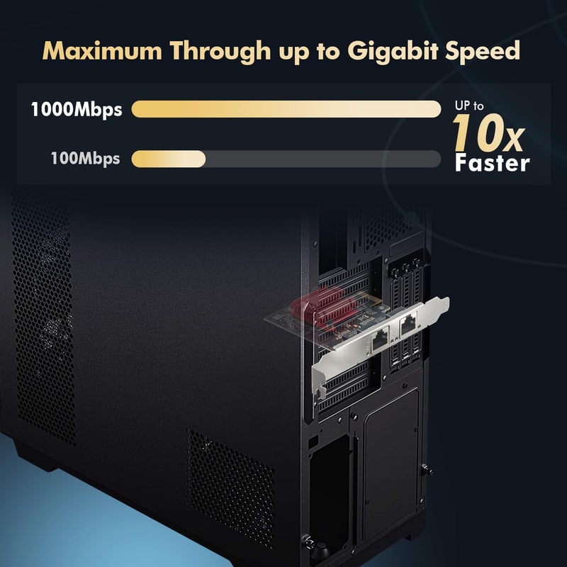 Binardat 2 Port Gigabit PCIe Network Adapter, Intel 82575/82576 Controller 1000/100Mbps Ethernet LAN Card for Windows/Linux - Image 3